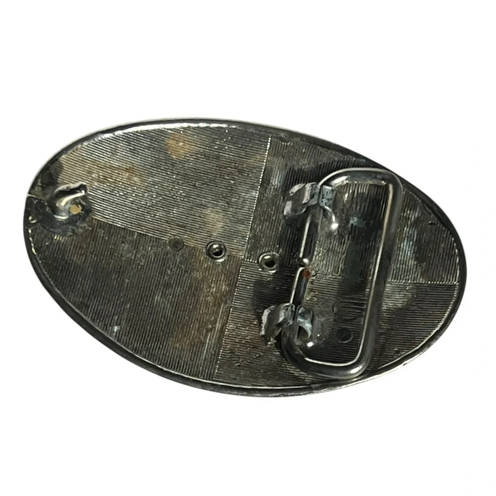Unisex Silver-tone Western Style Oval Belt Buckle Agate Stone Cabochon
